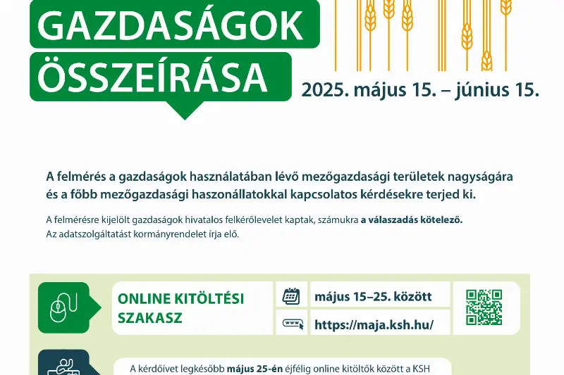 Tájékoztatás mezőgazdasági összeírásról