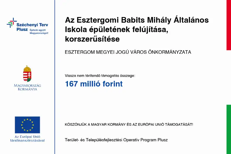 Az Esztergomi Babits Mihály Általános Iskola épületének felújítása, korszerűsítése