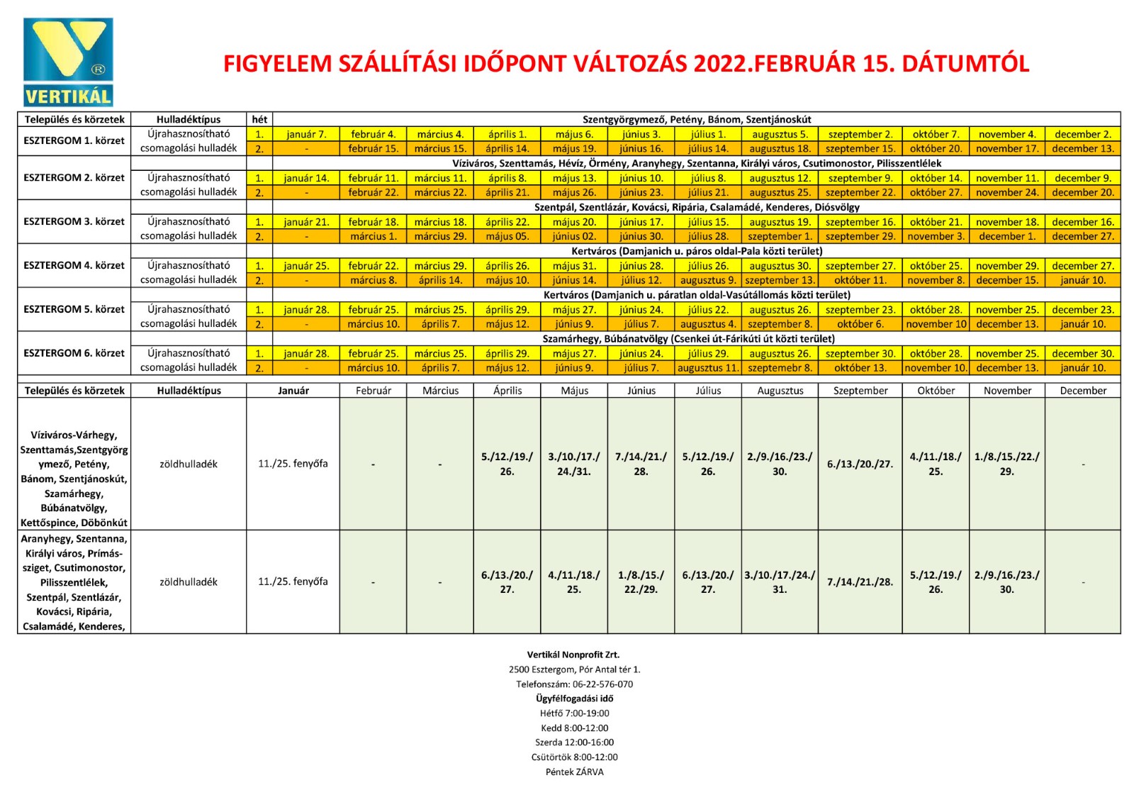 Sűrűbben jár a szelektív járat Esztergom Városa