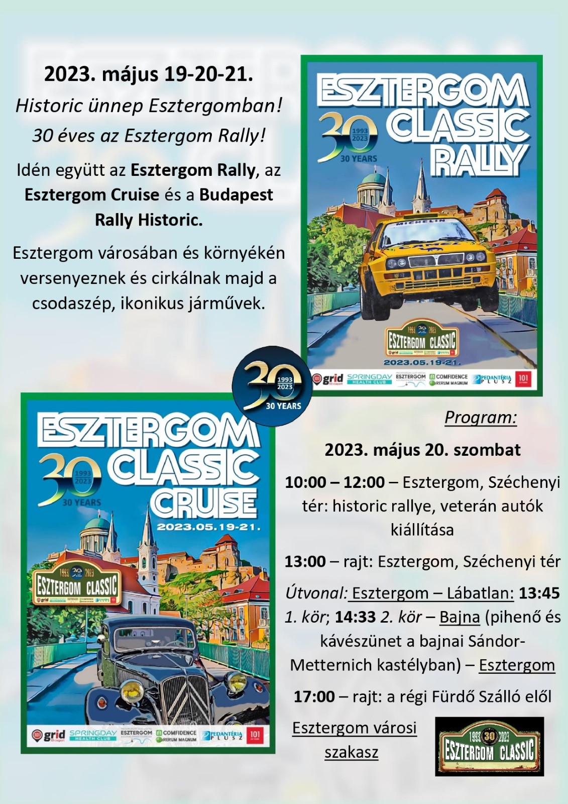 Teljes útlezárás az Esztergom Classic Rally idejére